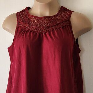 Shein Curve tank sz 1X lace insert burgundy GUC